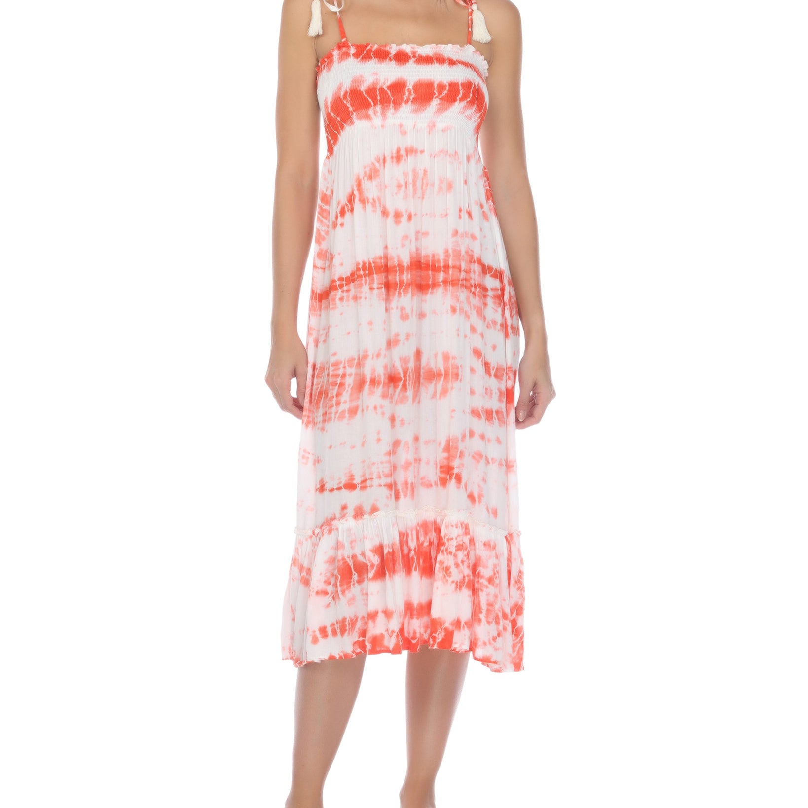 Raviya Women Tie Dye Cover Up Midi Dress Coral