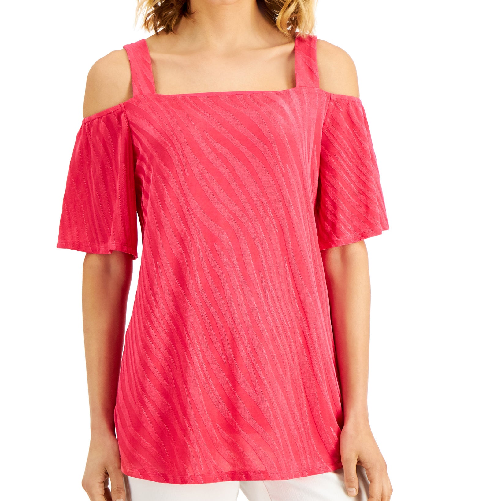 JM Collection Women Cold Shoulder Top Berry Sorbet