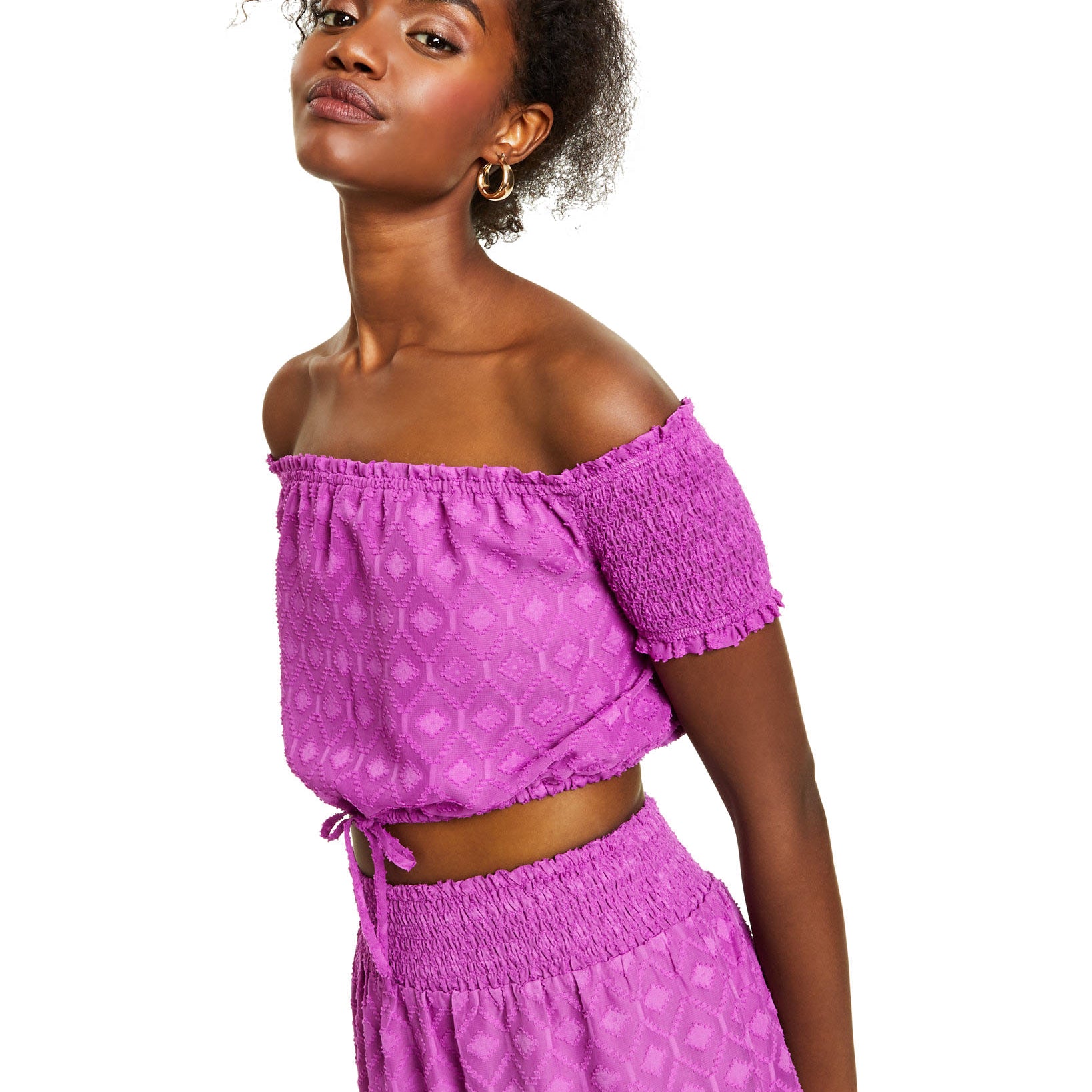 Bar III Women Clip Dot Crop Top Rich Amethyst