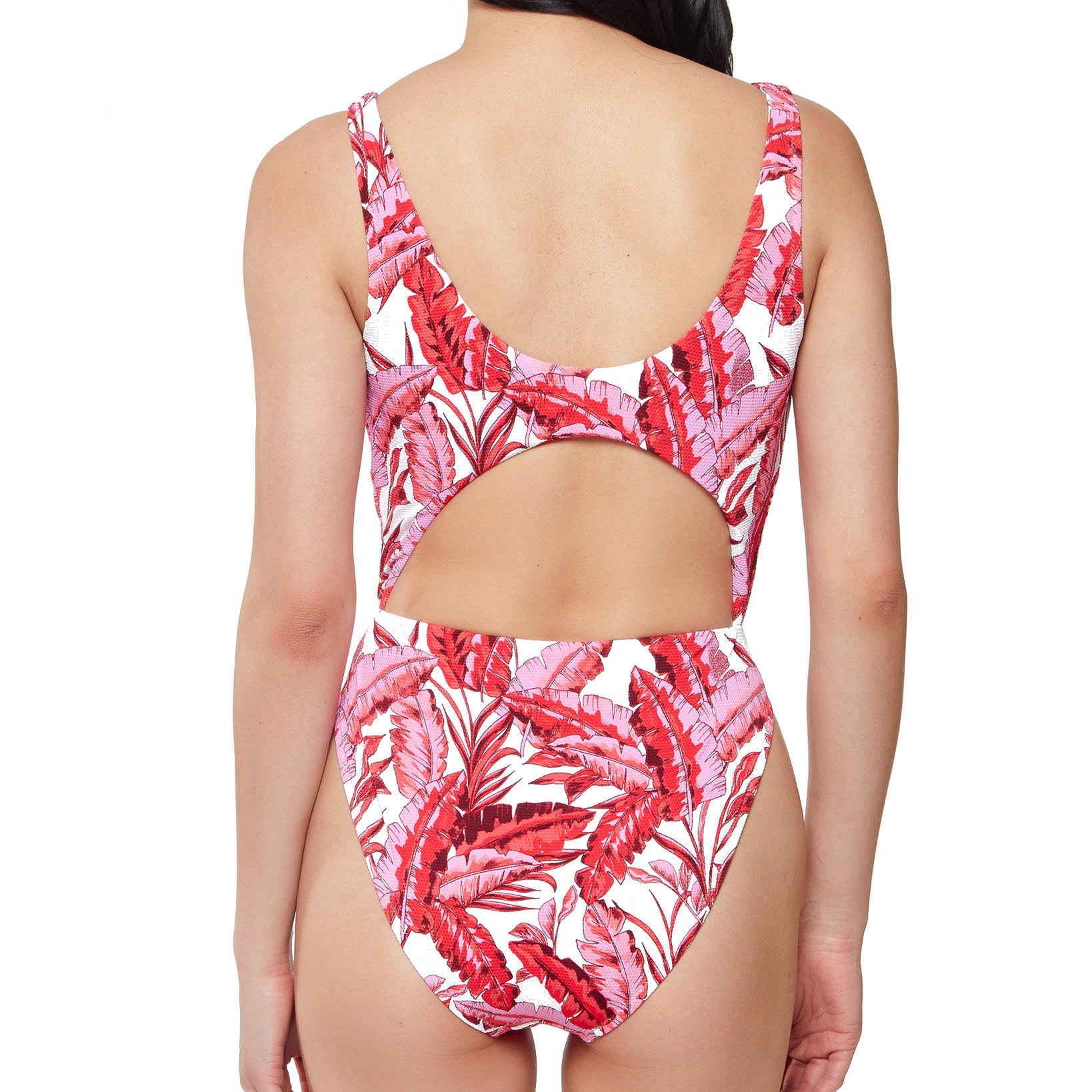 Jessica Simpson Women Printed Paradiso Palm O Ring Cut Out One Piece Swimsuit