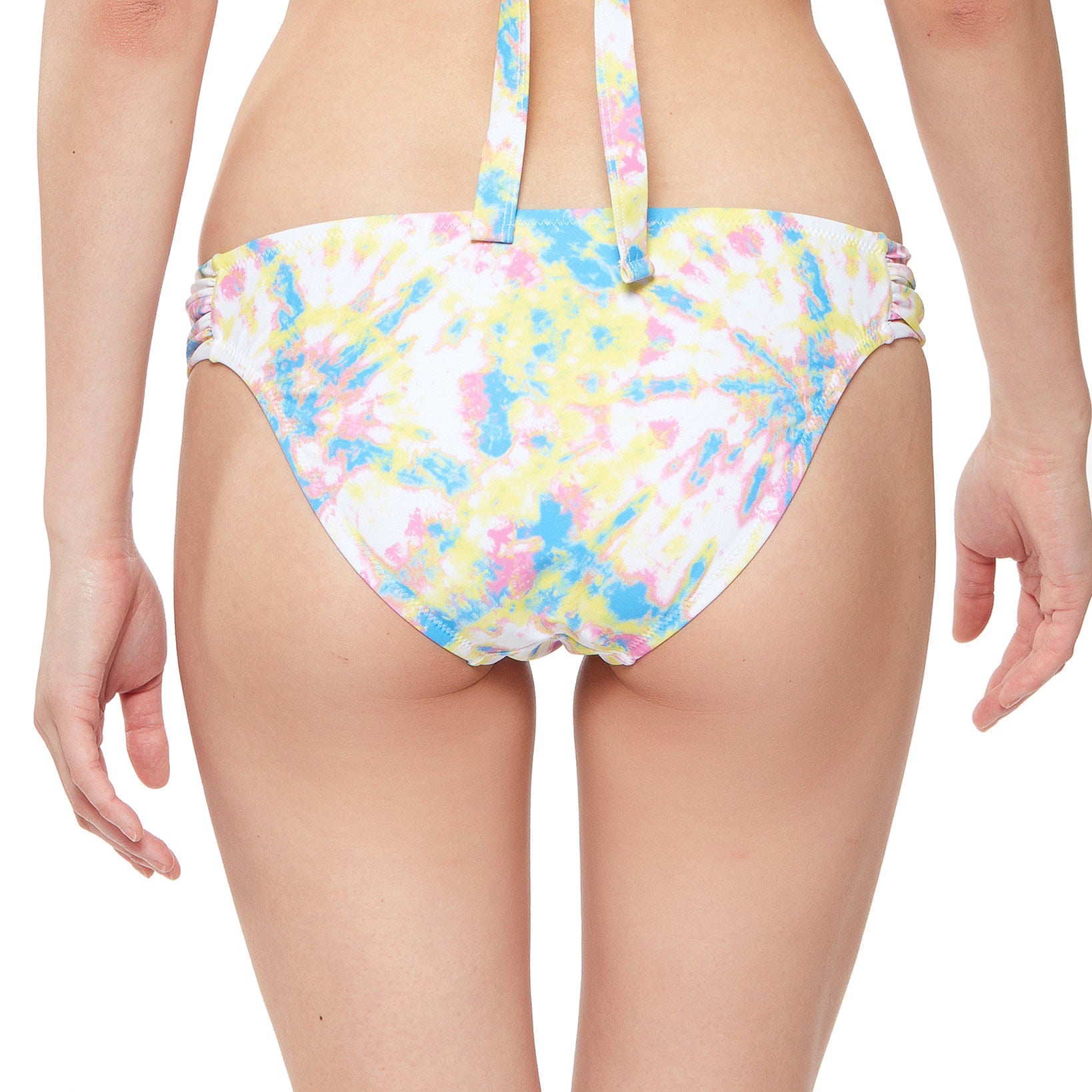 Jessica Simpson Women Tie Dyed Side Shirred Hipster Bikini Bottoms