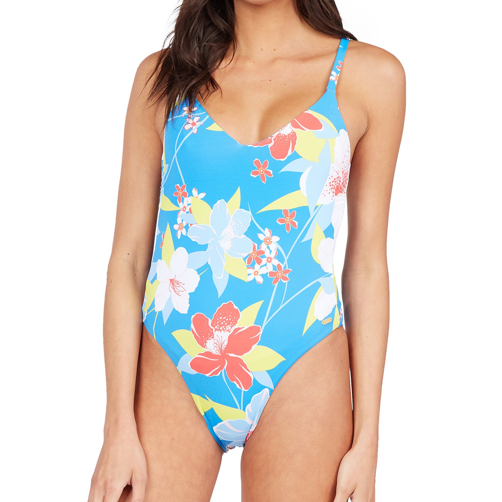 Roxy Women She Just Shines Floral One Piece Swimsuit French Blue