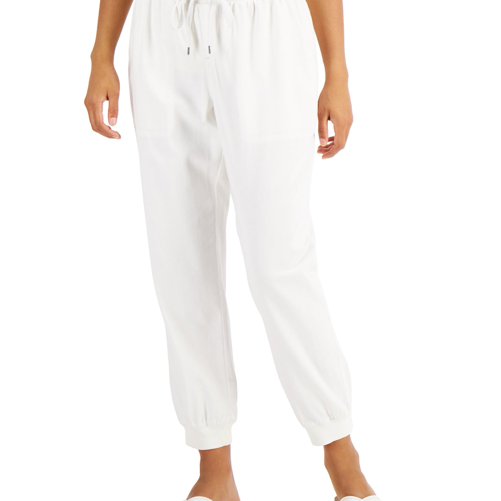Style & Co Women Petite Crepe Jogger Pants Winter White