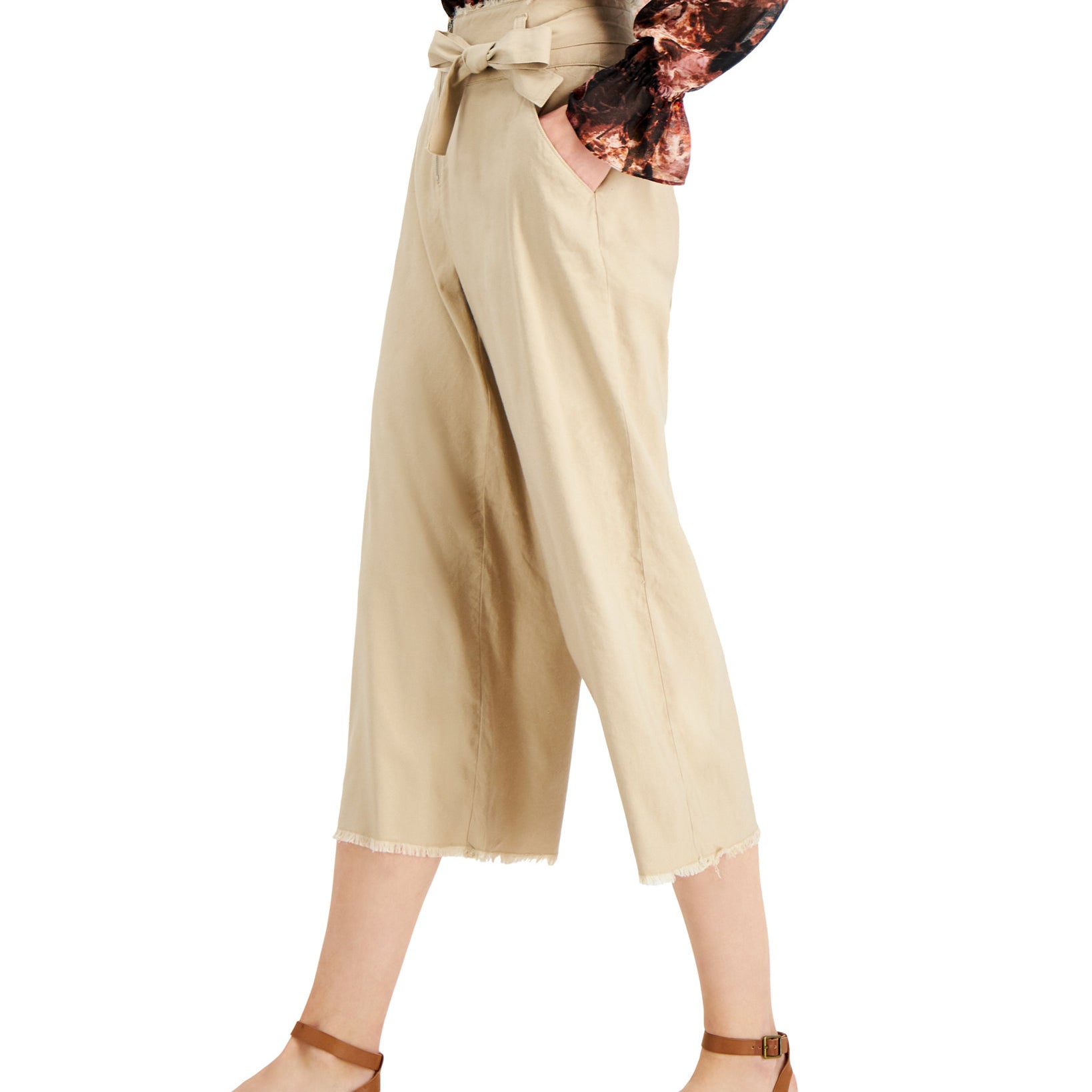 INC International Concepts Women Frayed Zip Front Culottes