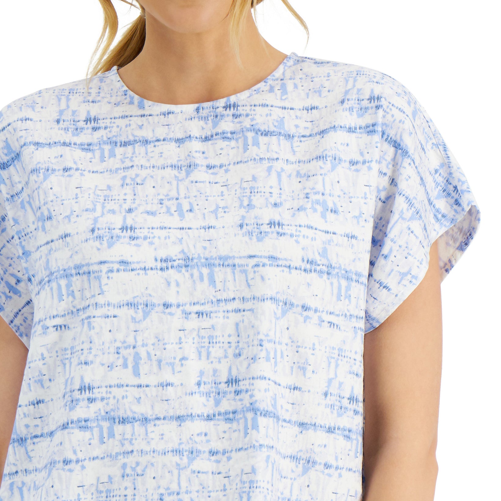 Alfani Women Linear Tie Dye Dolman Sleeve Top