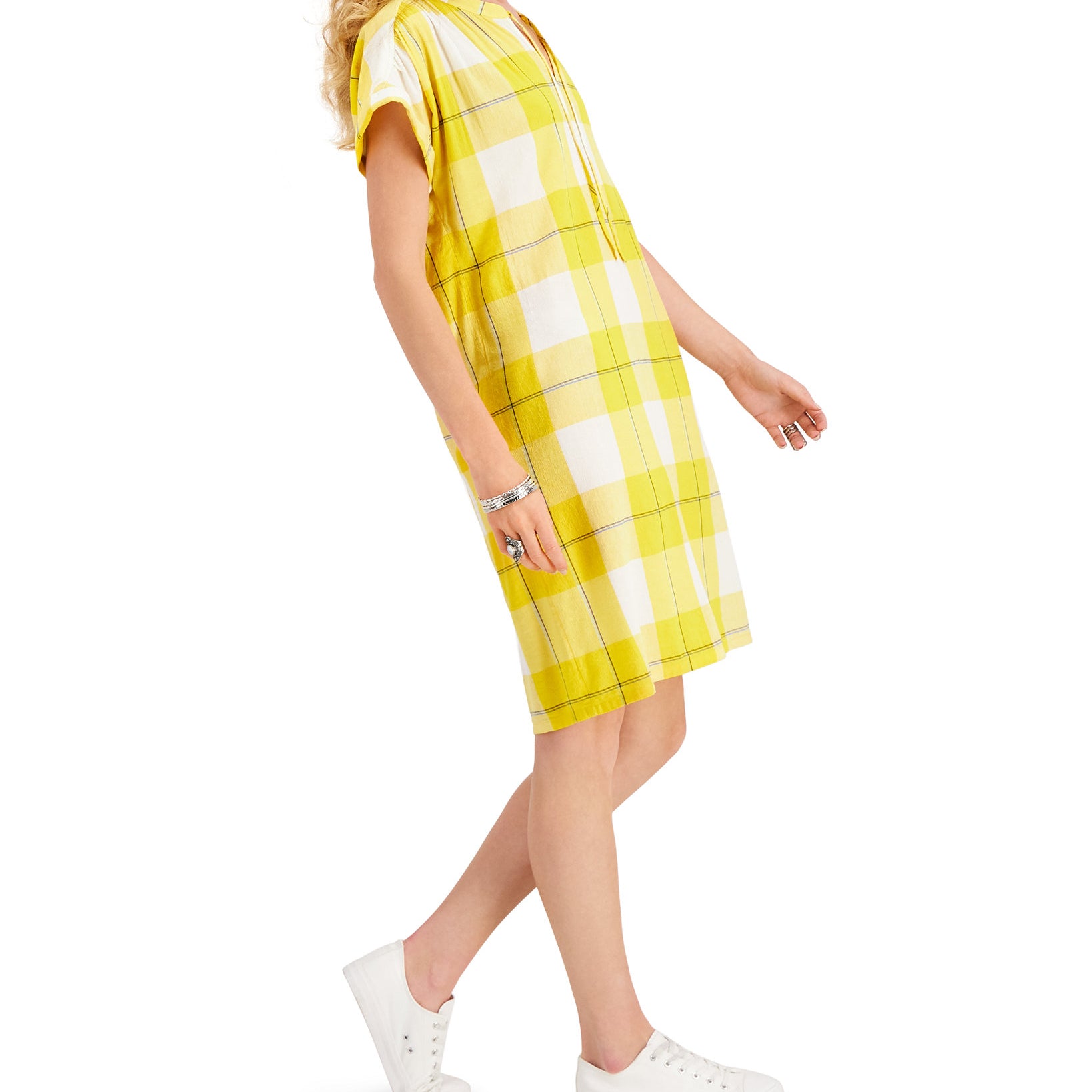 Style & Co Women Plaid Shirt Dress