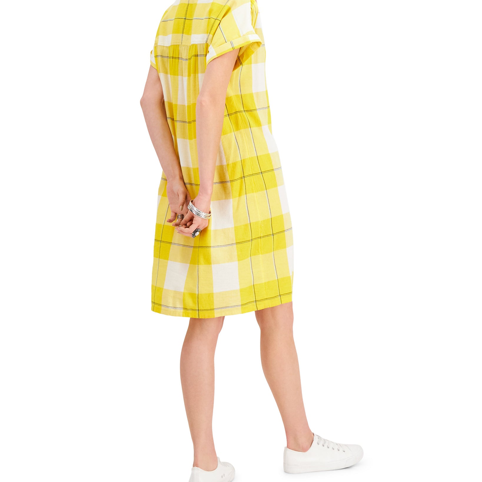 Style & Co Women Plaid Shirt Dress