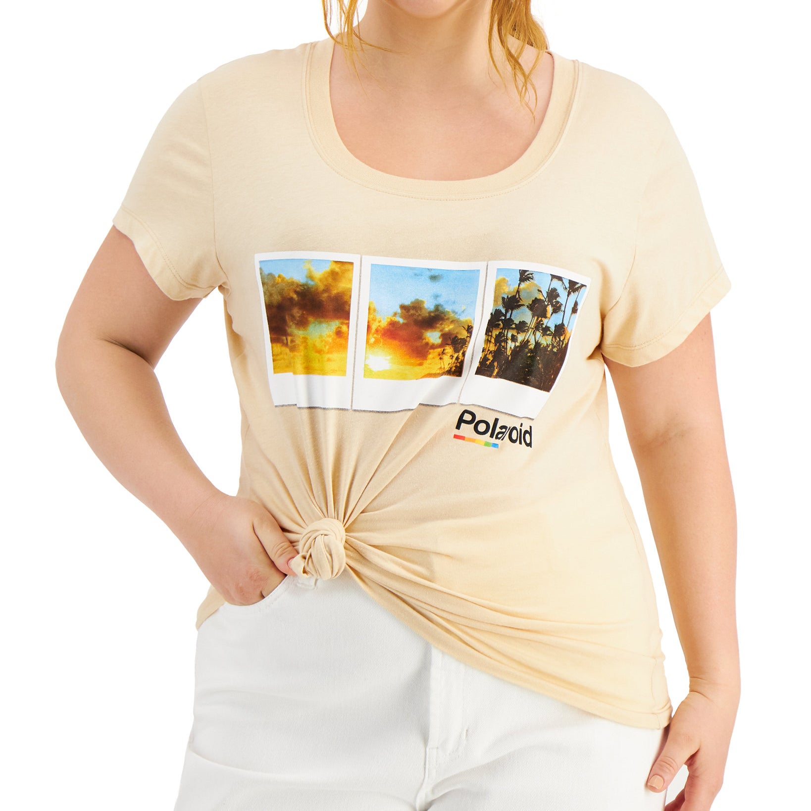 Mighty Fine Women Plus Trendy Graphic Print T Shirt Tan