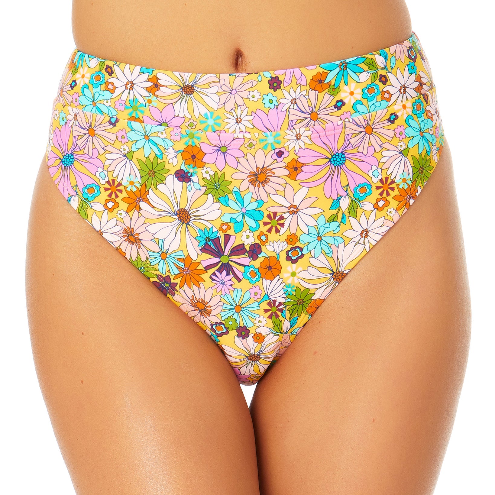 California Waves Women High Waist Bikini Bottoms Multi