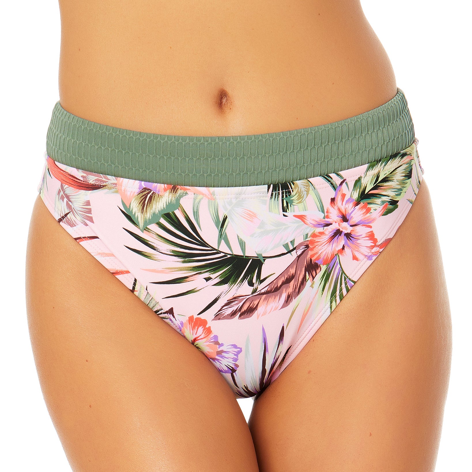 California Waves Women Contrast Waistband Bikini Bottoms Multi