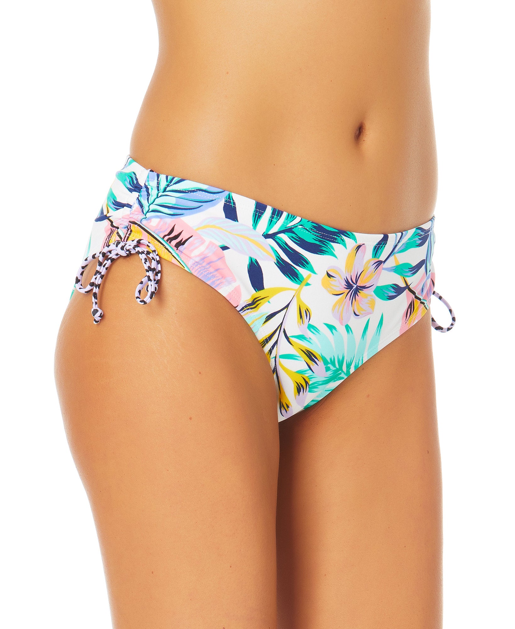 California Waves Women Mid Rise Side Ruched Bikini Briefs