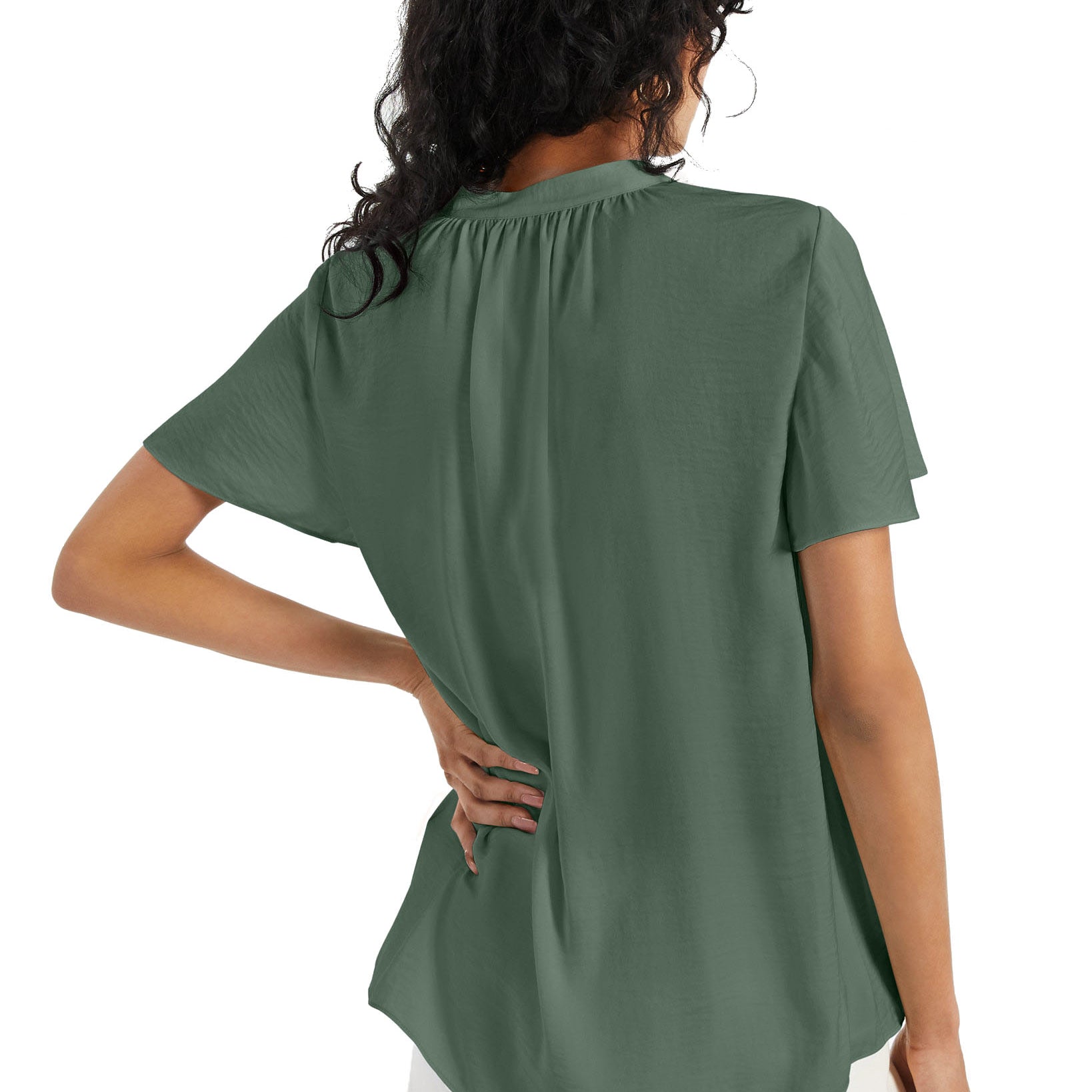 Alfani Women Flutter Sleeve Split Neck Top