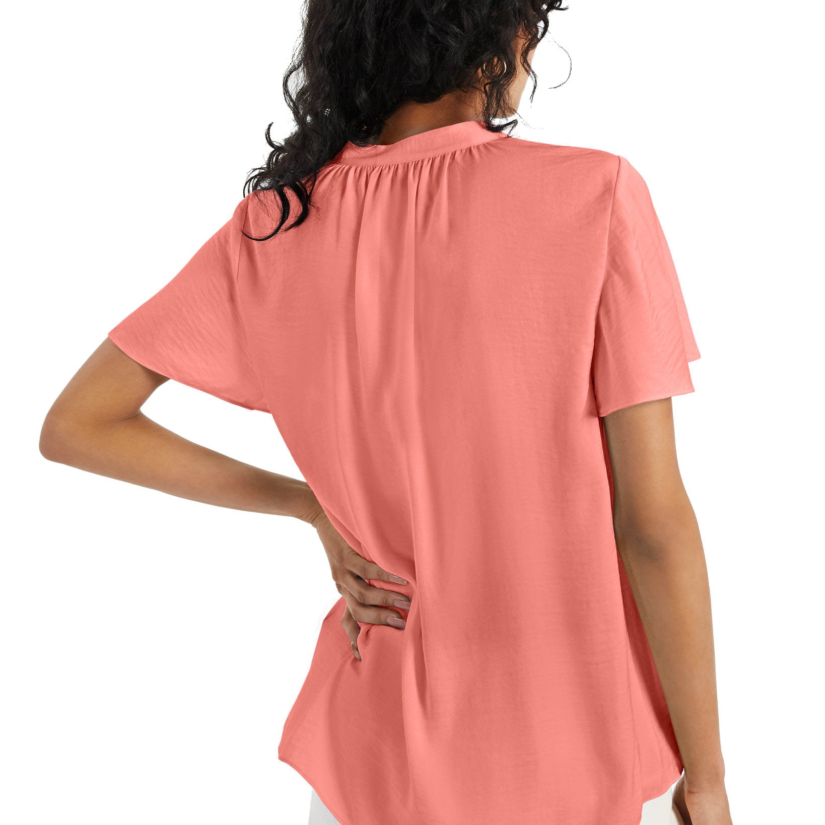Alfani Women Flutter Sleeve Split Neck Top