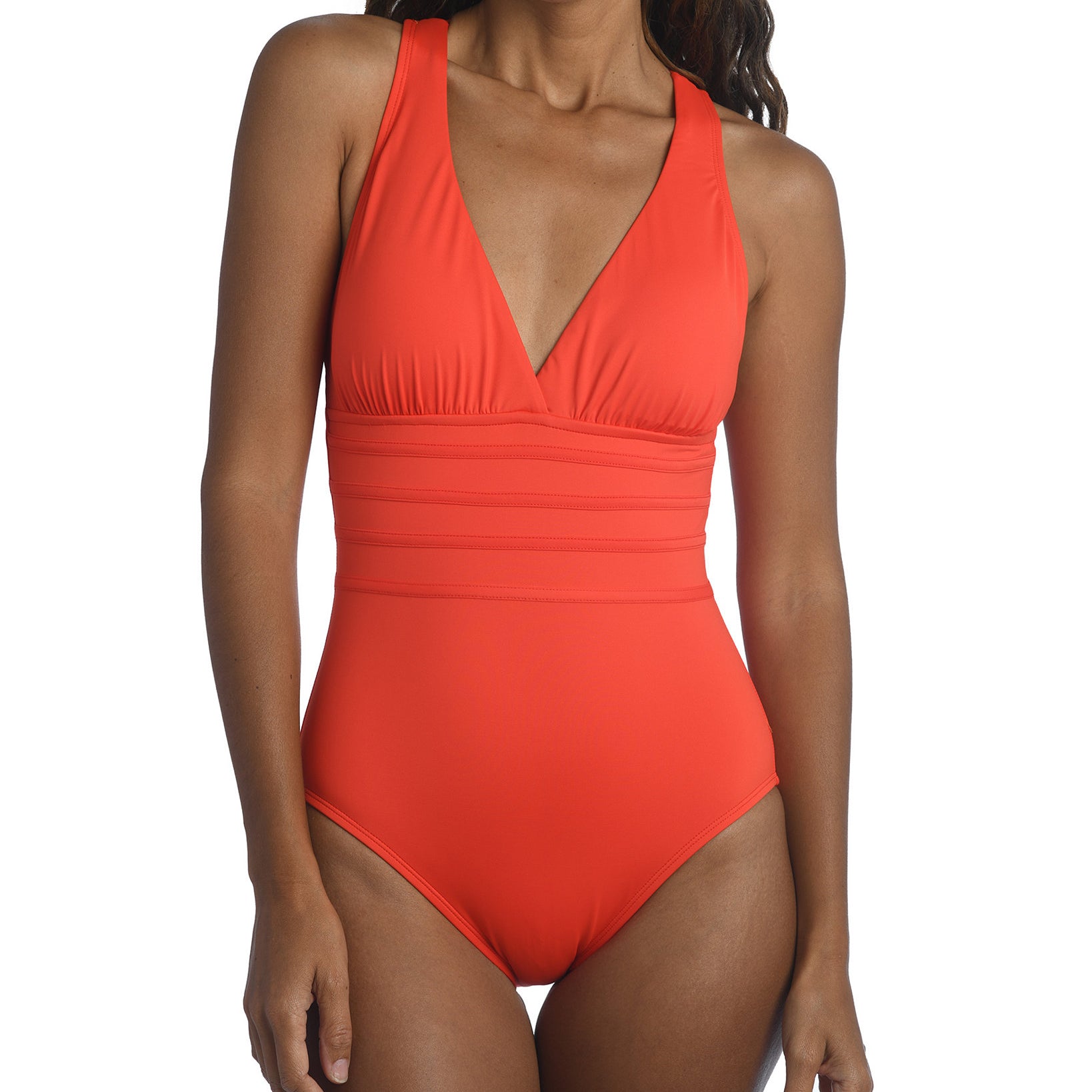 La Blanca Women Island Goddess Tummy Control Strappy One Piece Swimsuit Paprika