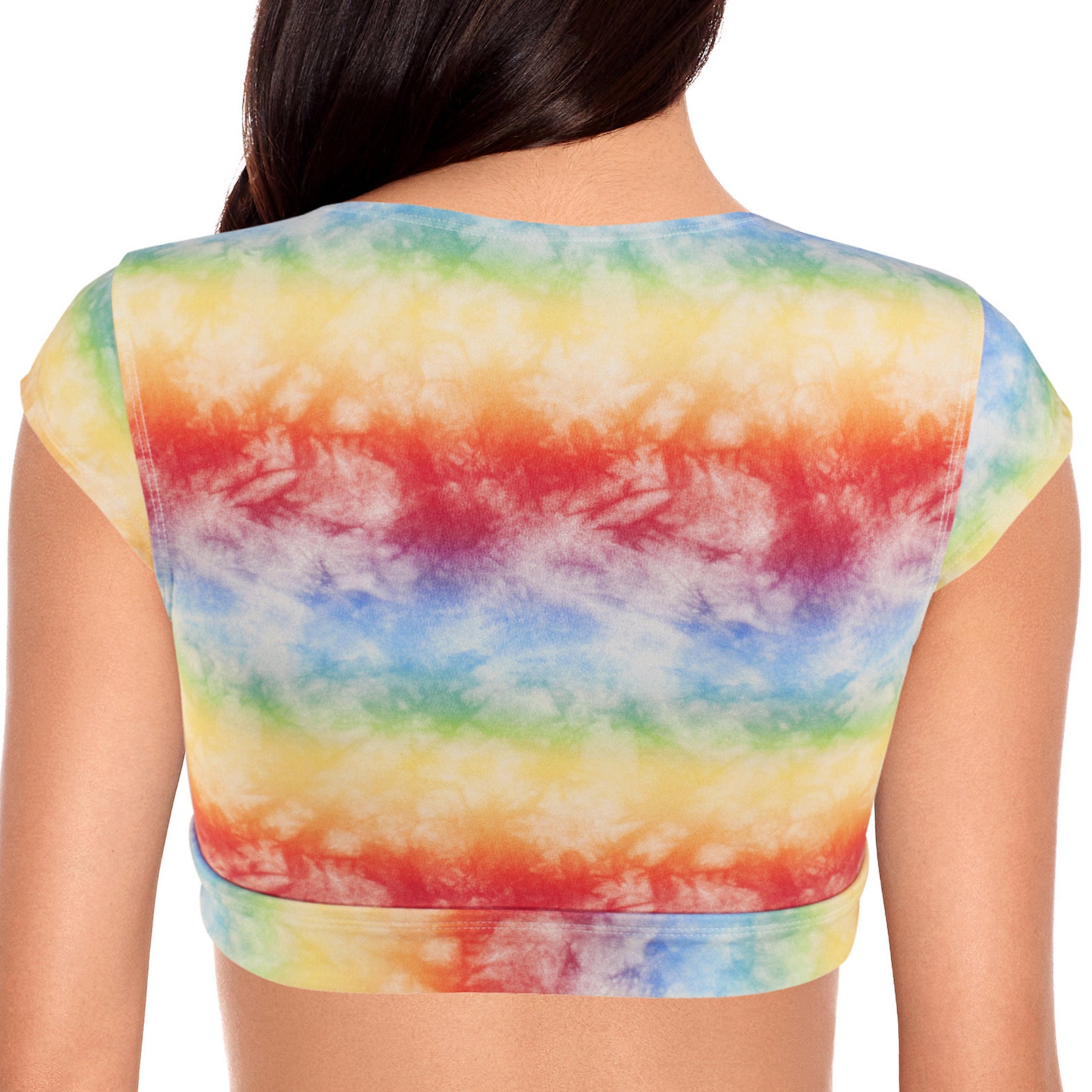 Salt + Cove Women Rainbow Tie Dyed Crop Bikini Top