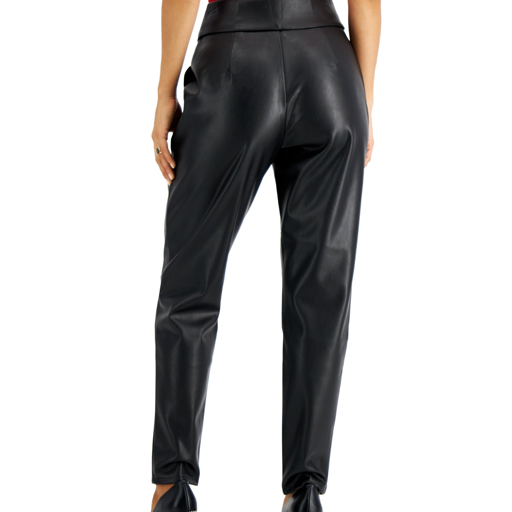 Bar III Women Faux Leather Button Front Pants