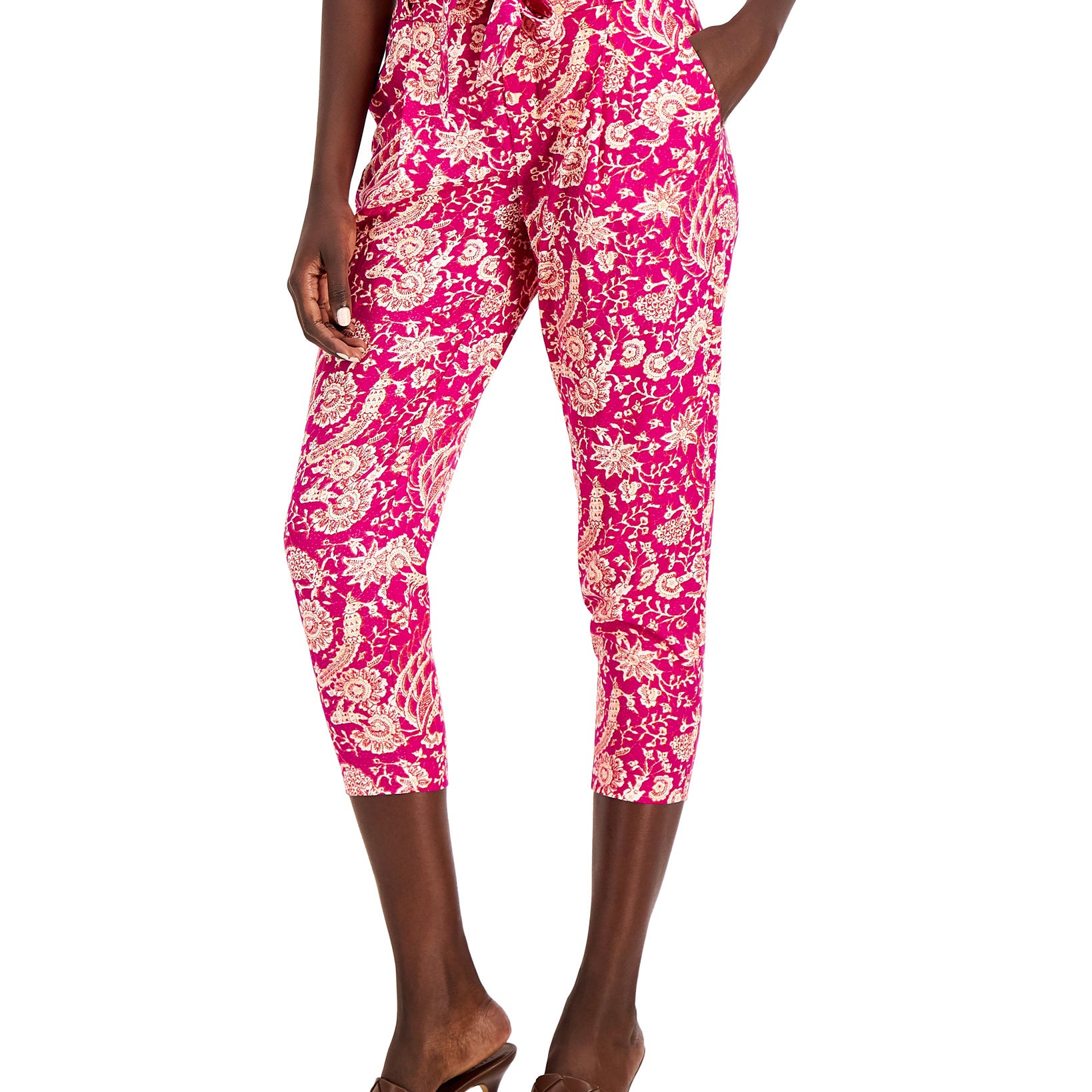 INC International Concepts Women Printed Cropped Pants Batik Scene