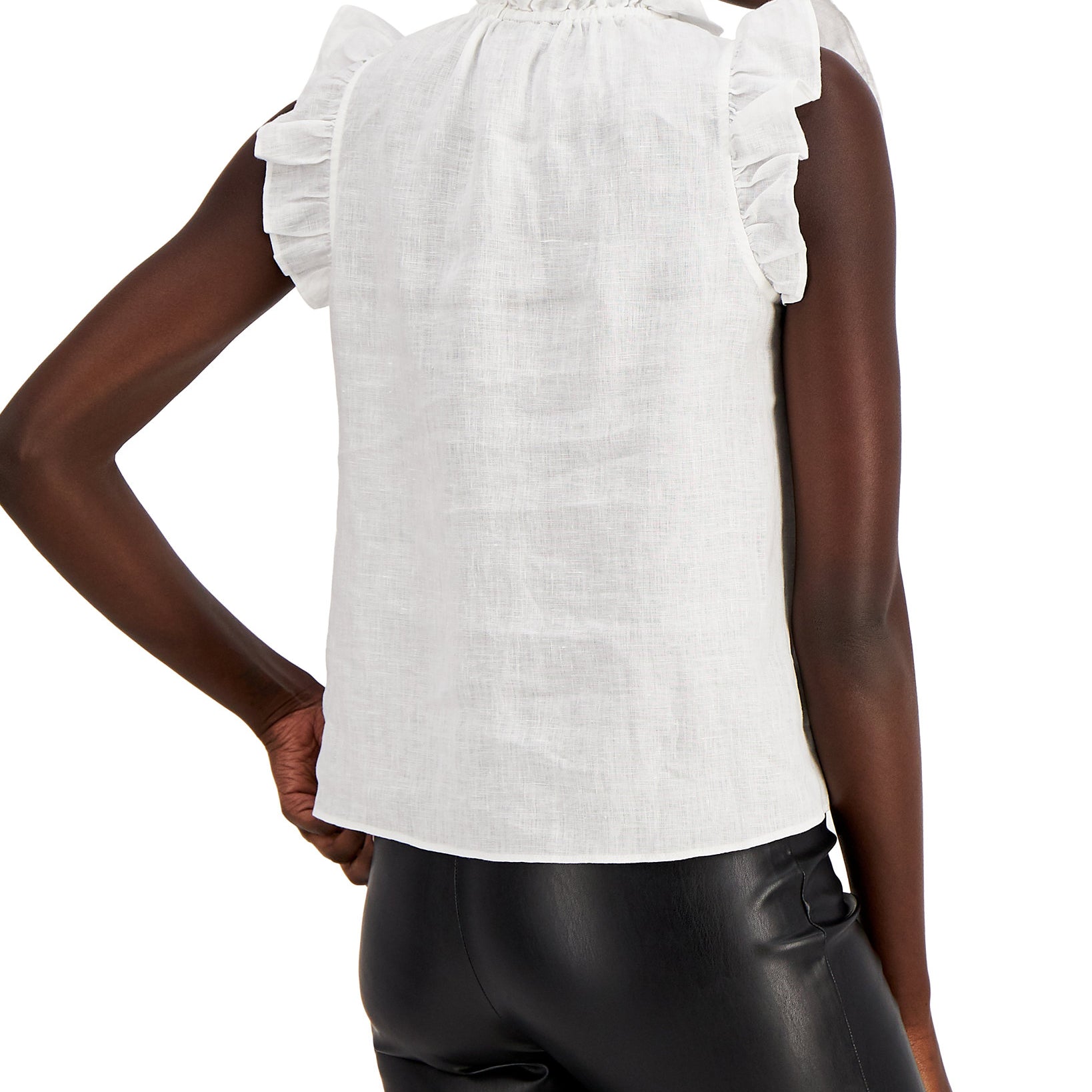 INC International Concepts Women Ruffle Neck Top