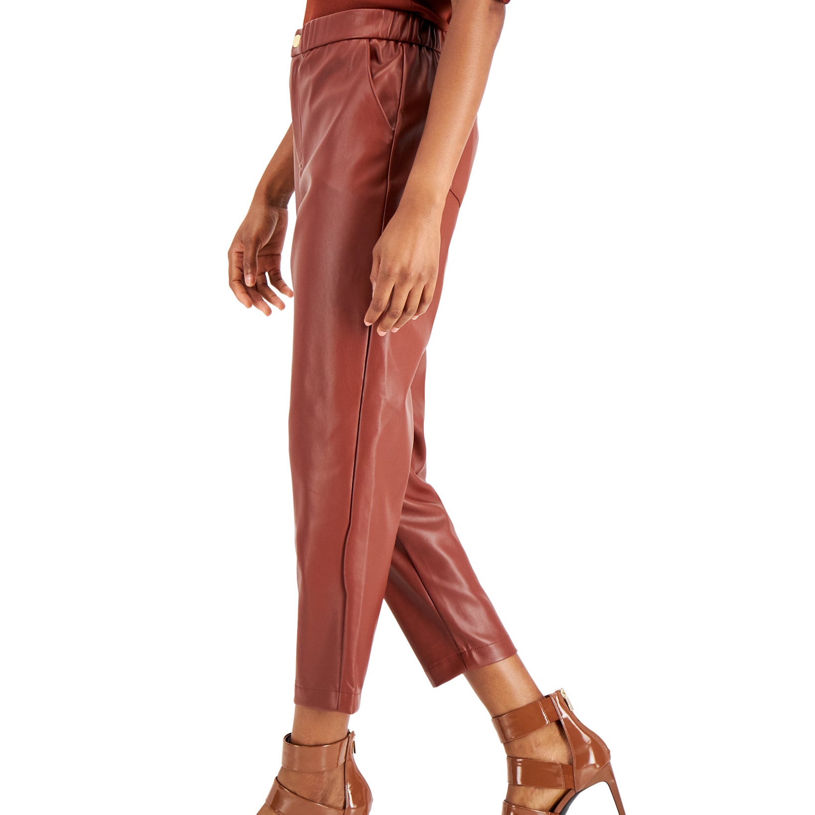 INC International Concepts Women Faux Leather Cropped Pants