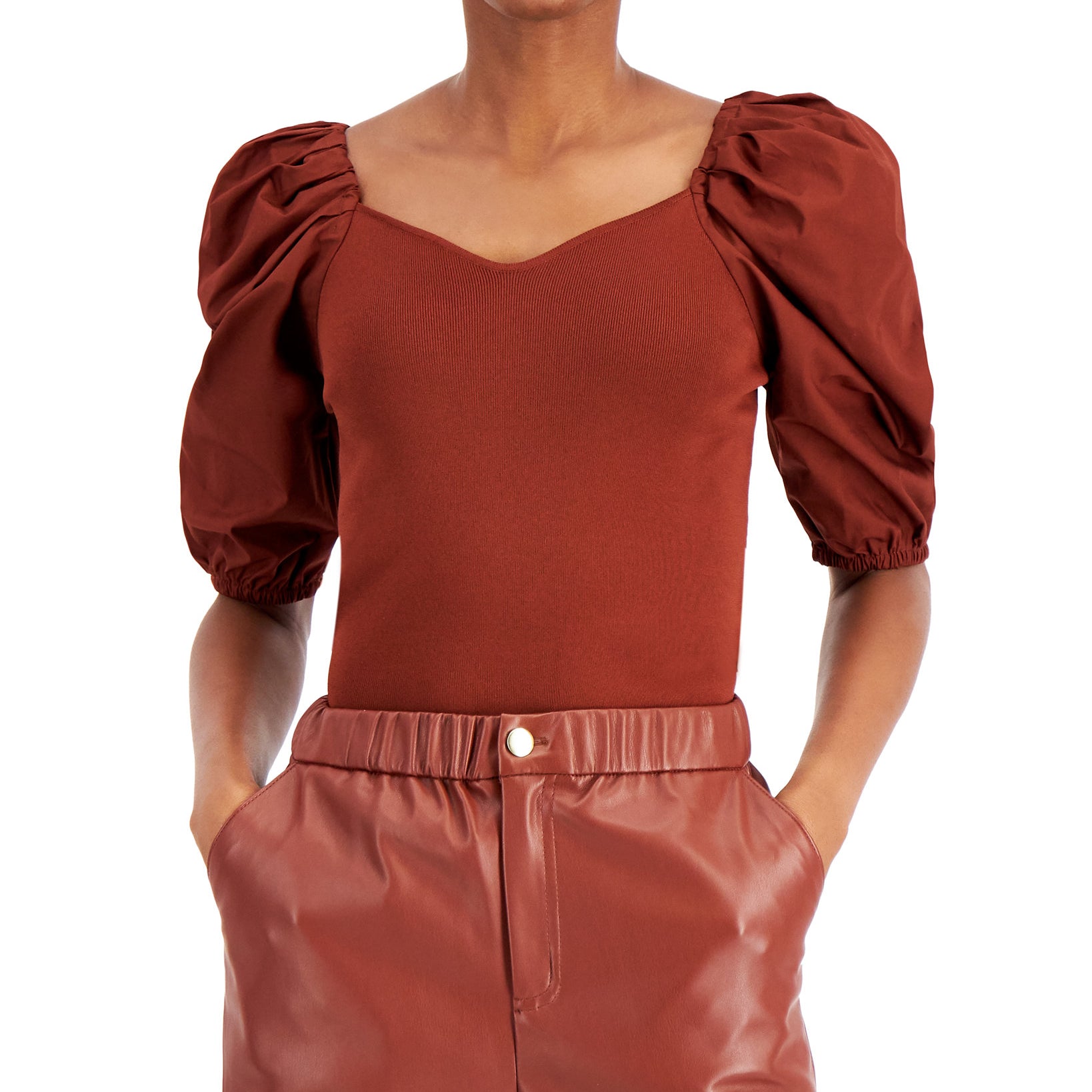 INC International Concepts Women Faux Leather Cropped Pants