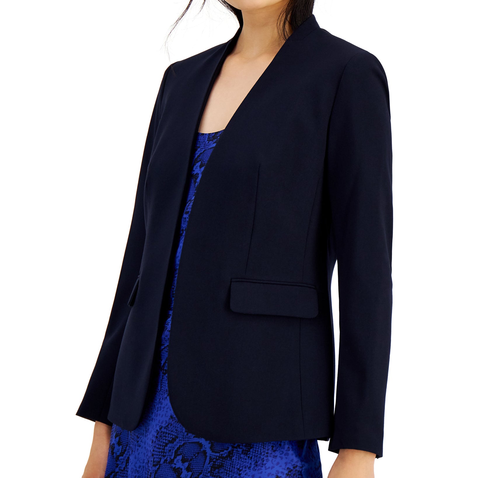 Bar III Women Collarless Open Front Blazer