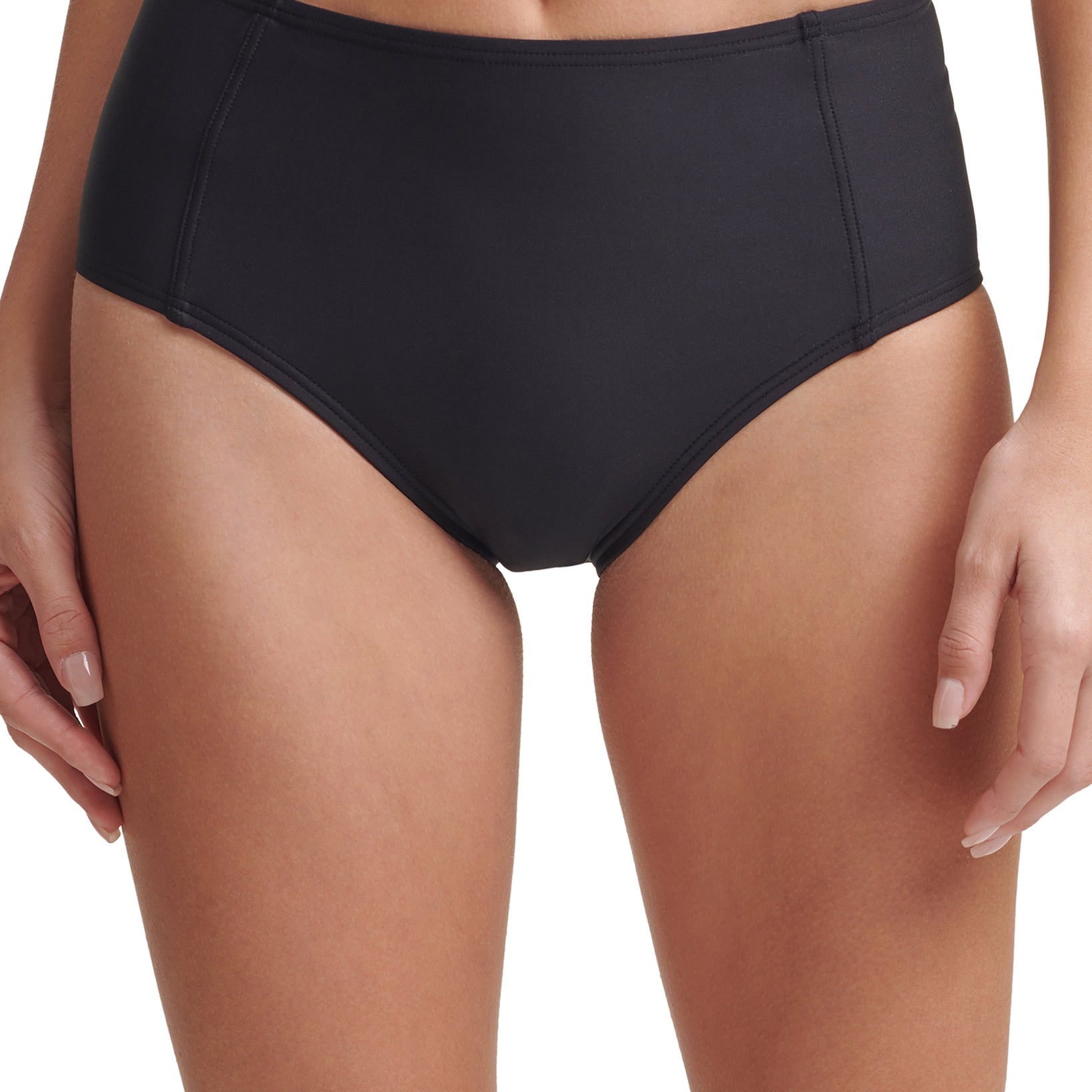 DKNY Women Seamed High Waist Bikini Bottoms Black
