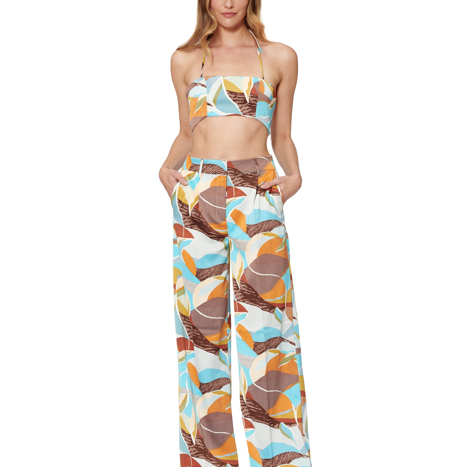 Bar III Women Tropical Print Wide Leg Pants Tropical Print