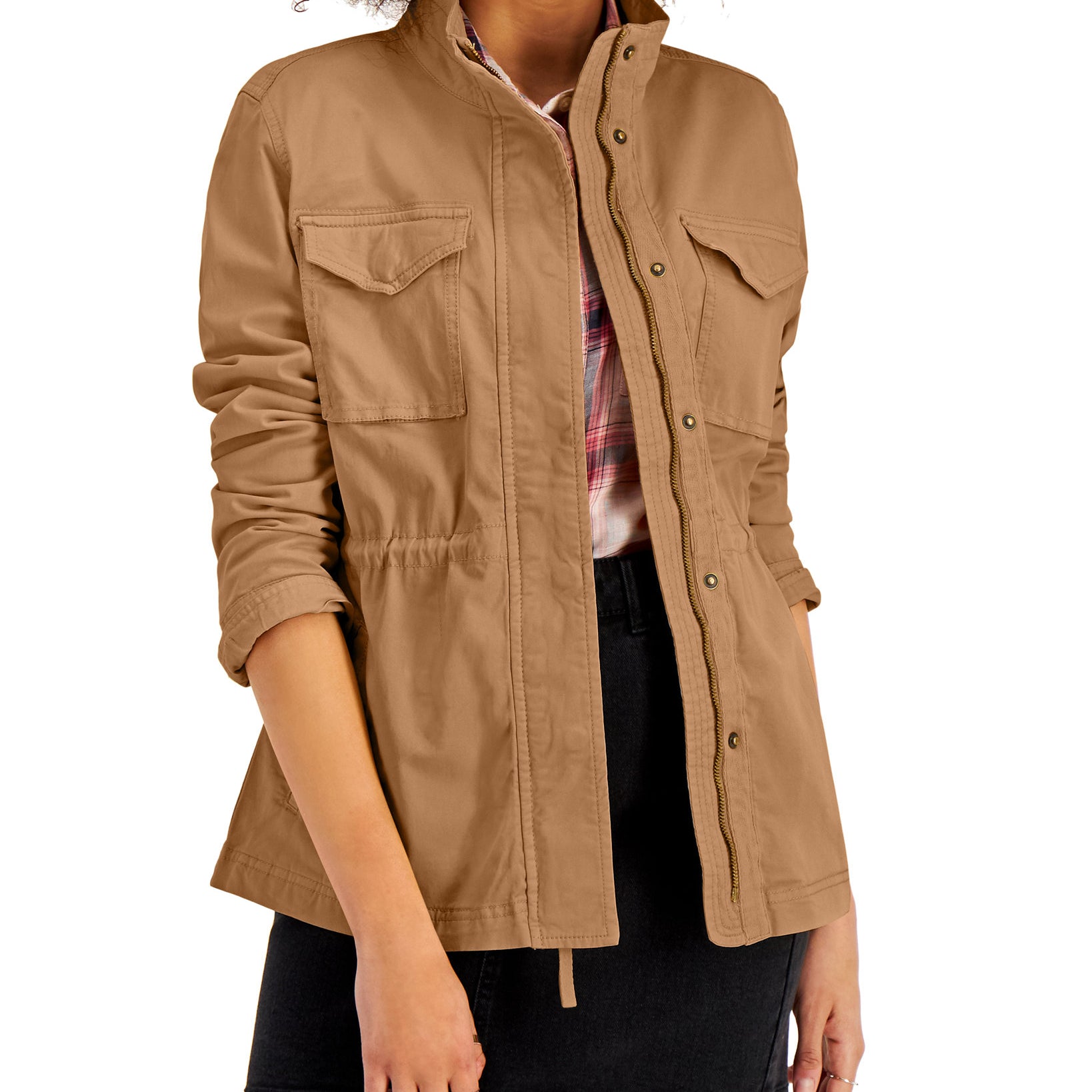 Style & Co Women Twill Jacket Soft Biscuit