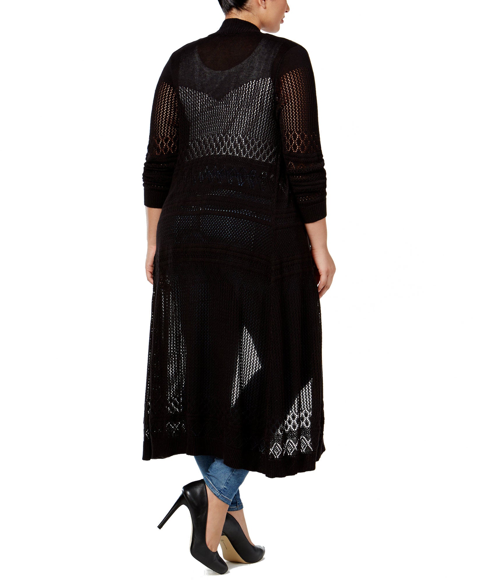 Style & Co Women Plus Belldini Pointelle Stitch Duster Cardigan
