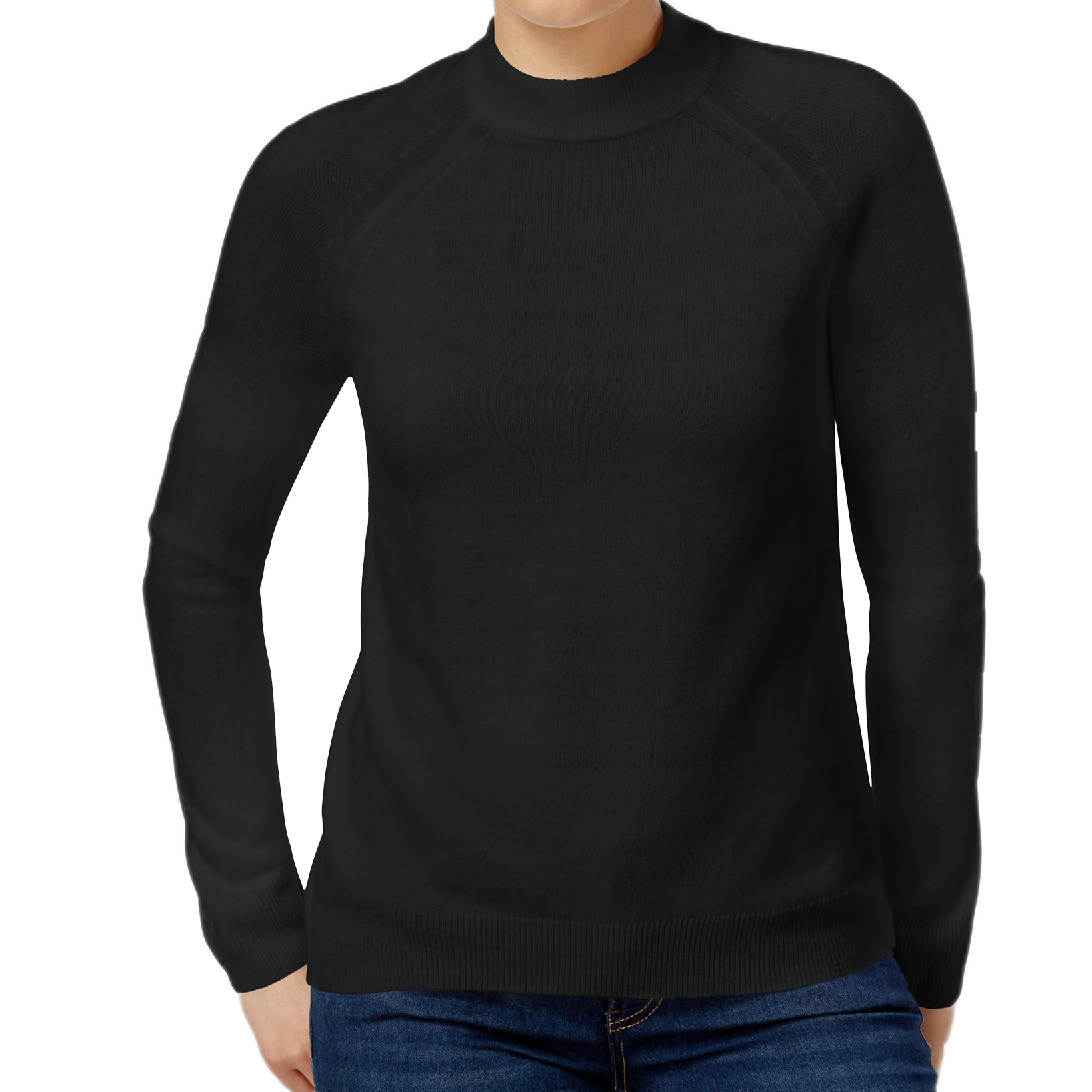 Karen Scott Women Petite Luxsoft Mock Neck Sweater Luxsoft Black