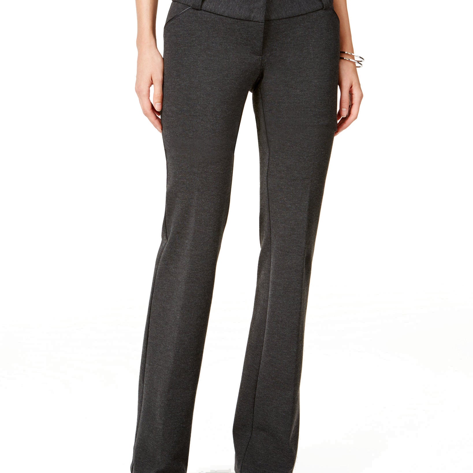 Alfani Women Wide Leg Trousers Coal Melange
