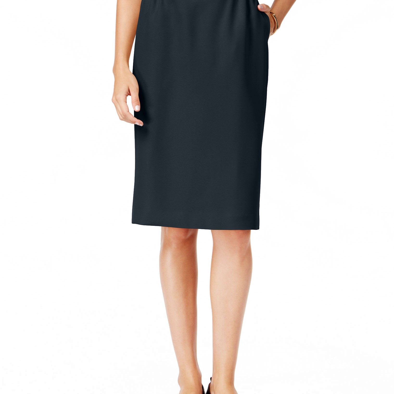 Alfred Dunner Women Petite Classic Pull On Skirt Navy