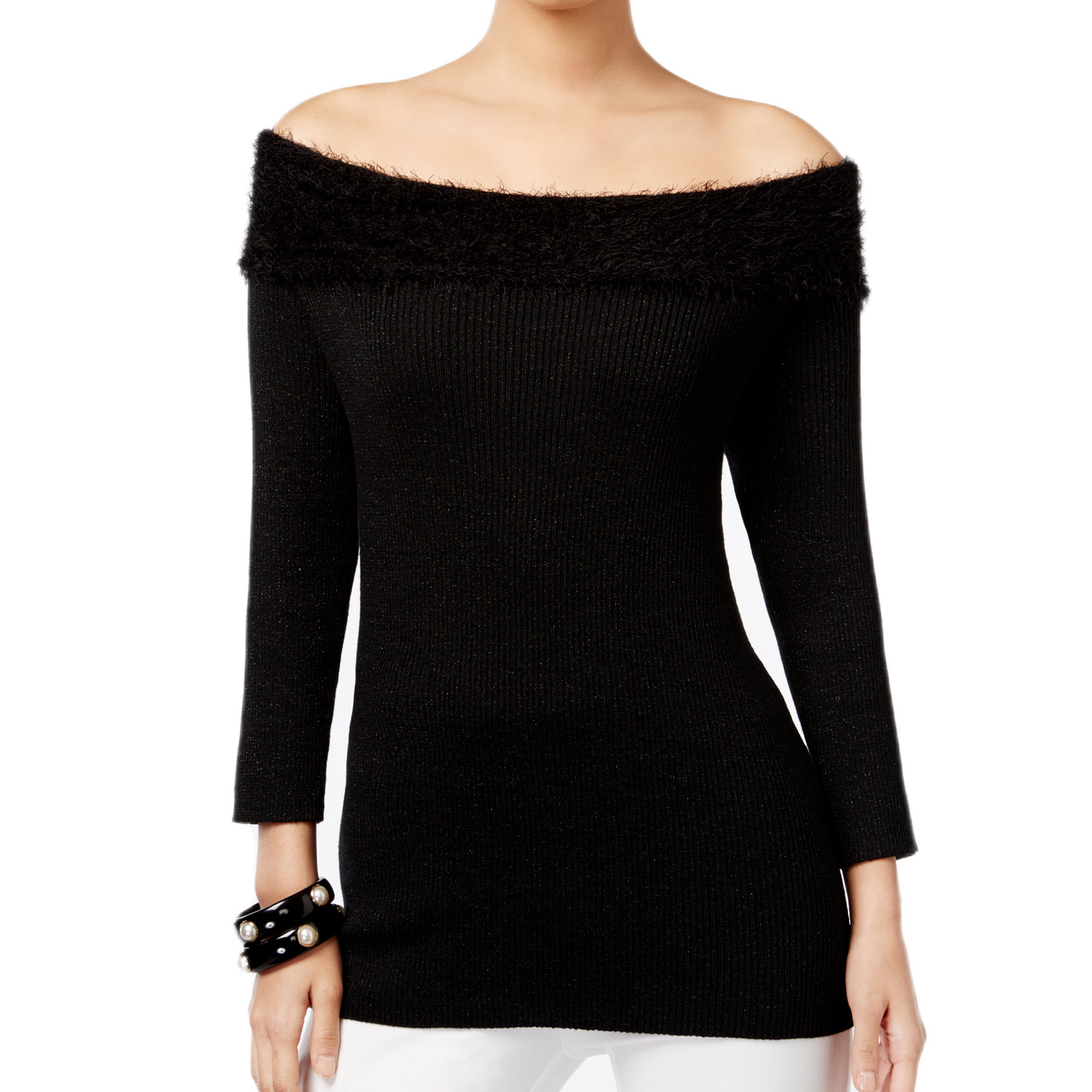NY Collection Women Marilyn Off The Shoulder Top Black