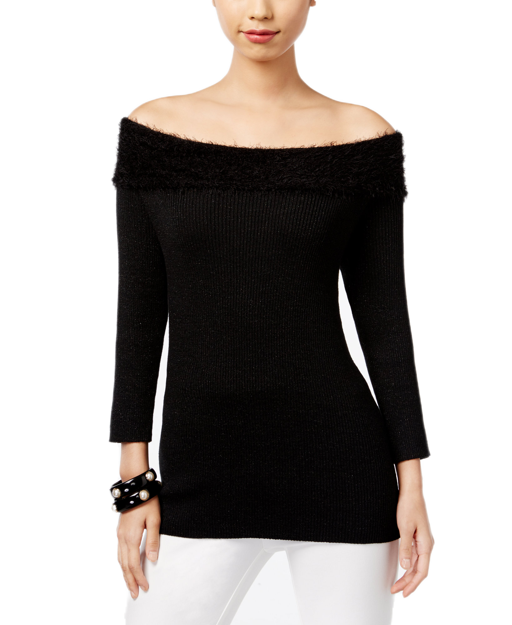 NY Collection Women Marilyn Off The Shoulder Top Black