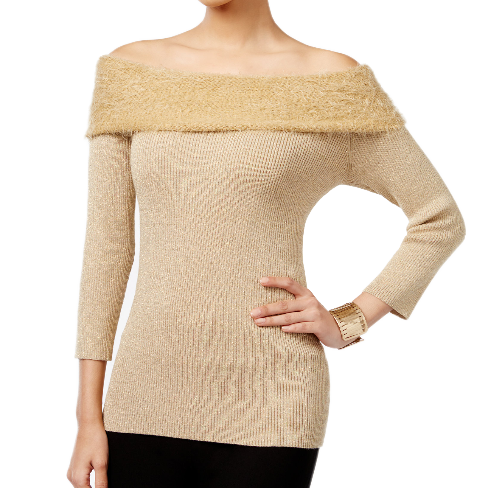 NY Collection Women Marilyn Off The Shoulder Top Gold