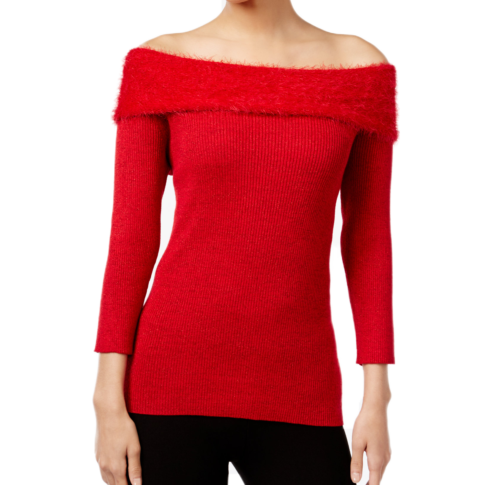 NY Collection Women Marilyn Off The Shoulder Top Scarlet