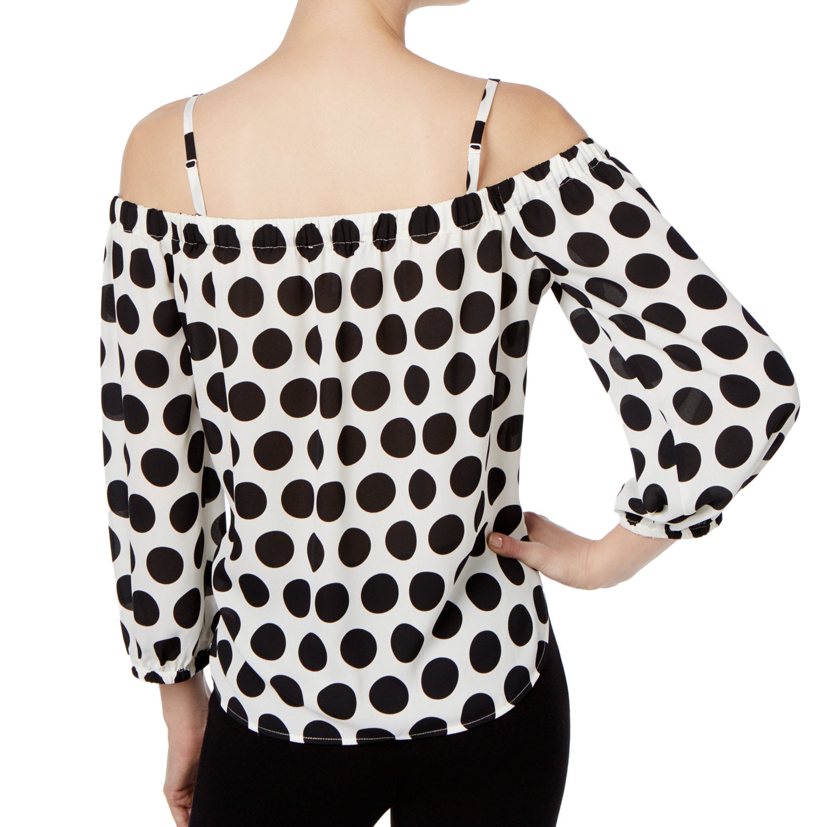 INC International Concepts Women Petite Printed Cold Shoulder Top