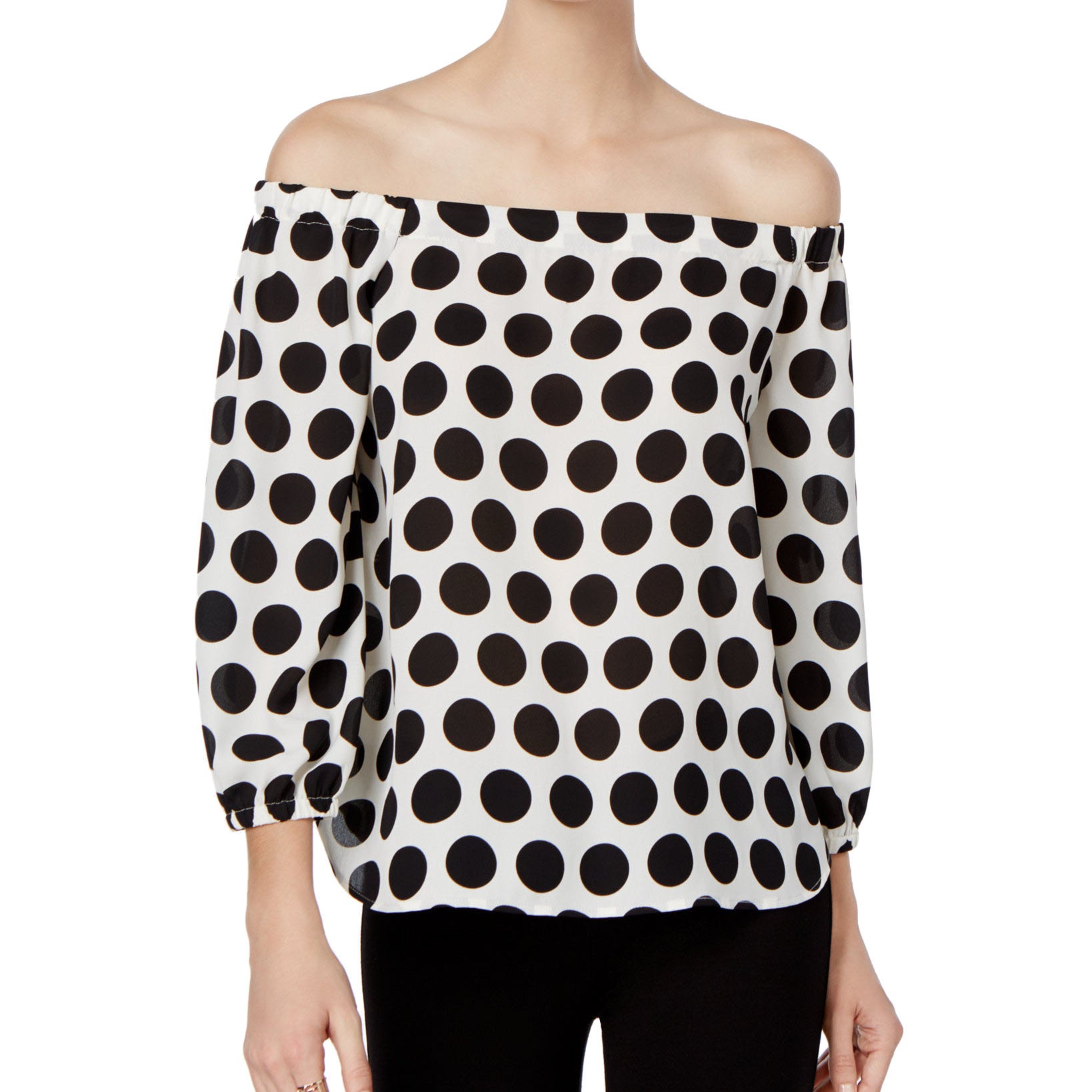 INC International Concepts Women Petite Printed Cold Shoulder Top