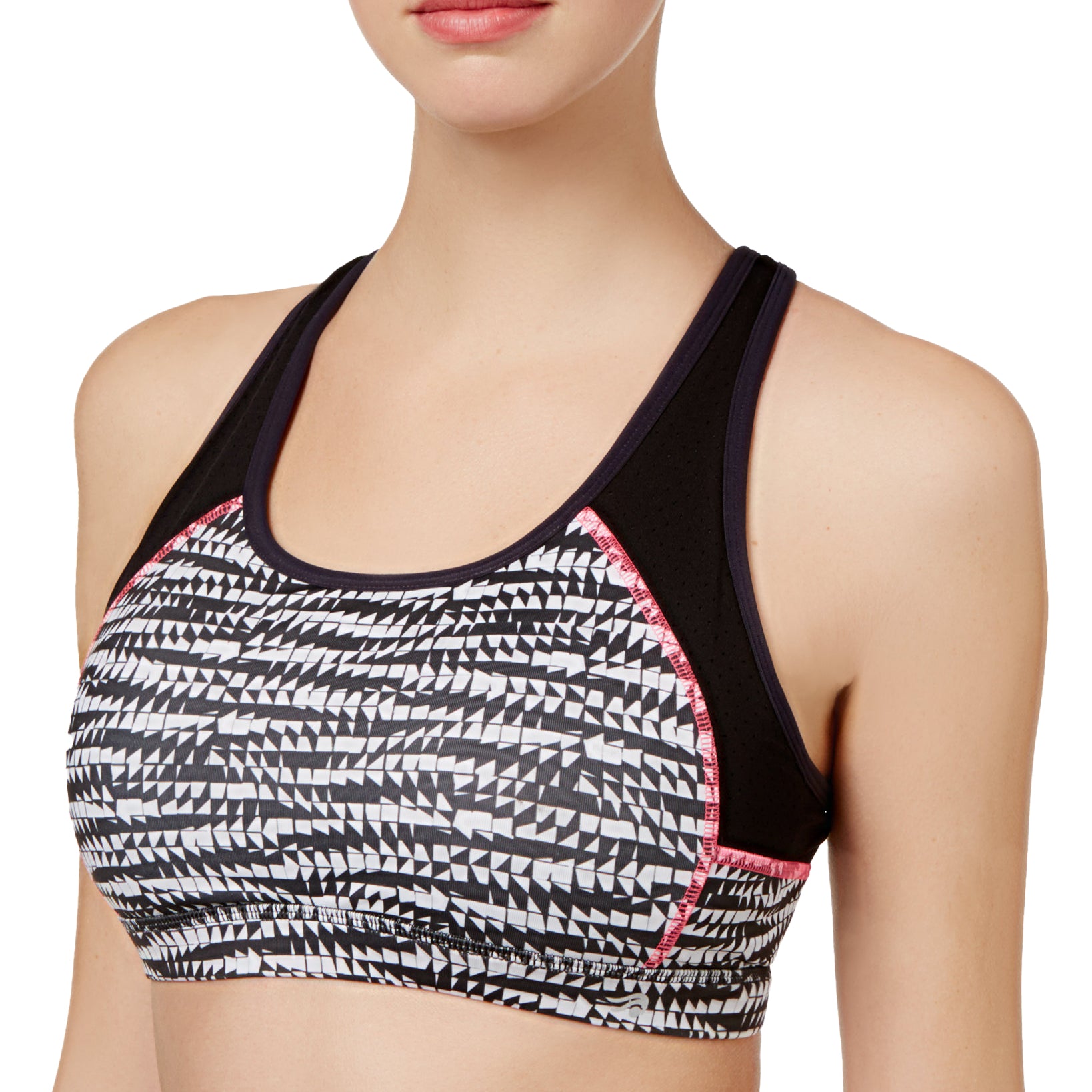 Ideology Women Strappy Back Medium Impact Sports Bra Geo Opti Noir