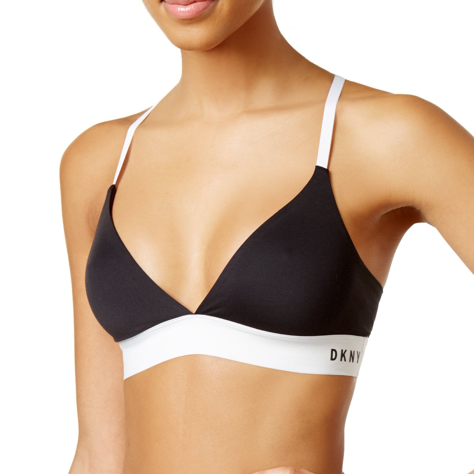 DKNY Women Classic Cotton Convertible Bralette DK4006 Black White