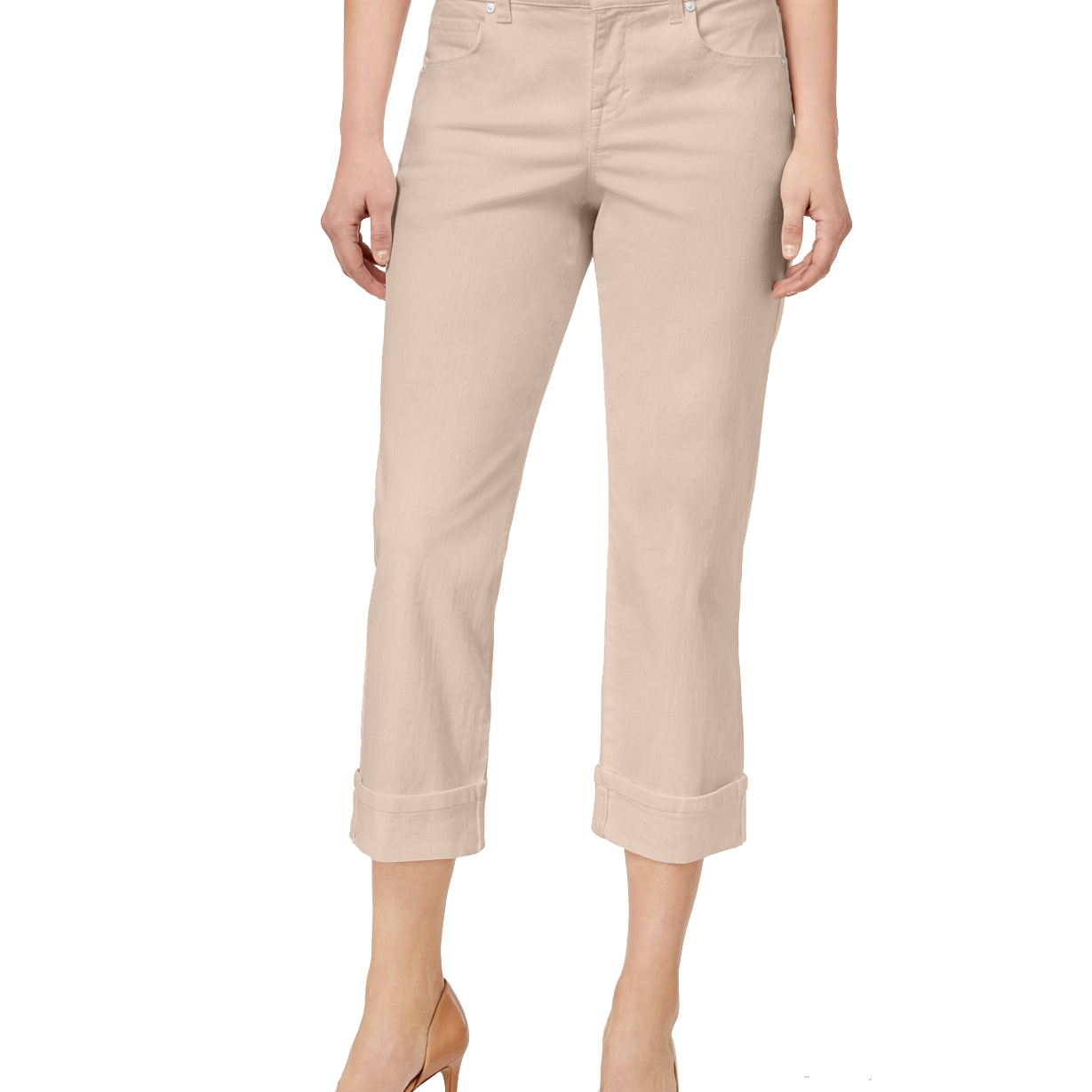 Style & Co Women Curvy Cuffed Capri Jeans Stonewall