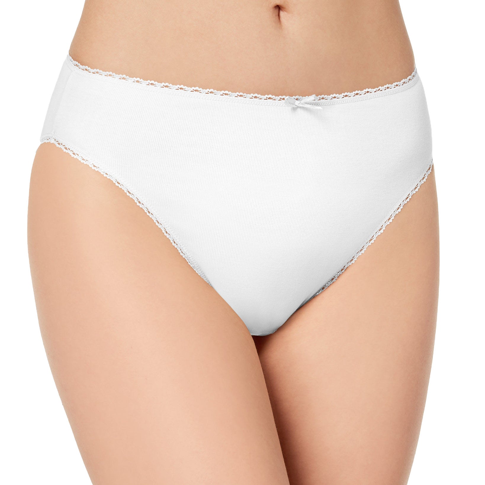 Charter Club Women Pretty Cotton Hi Cut Bikini Bright White