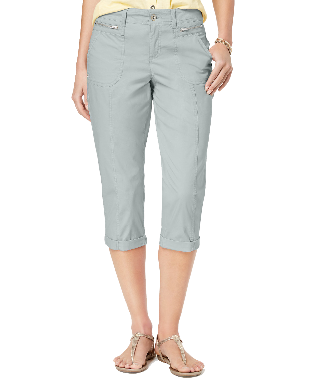 Style & Co Women Petite Cuffed Capri Pants Misty Harbour