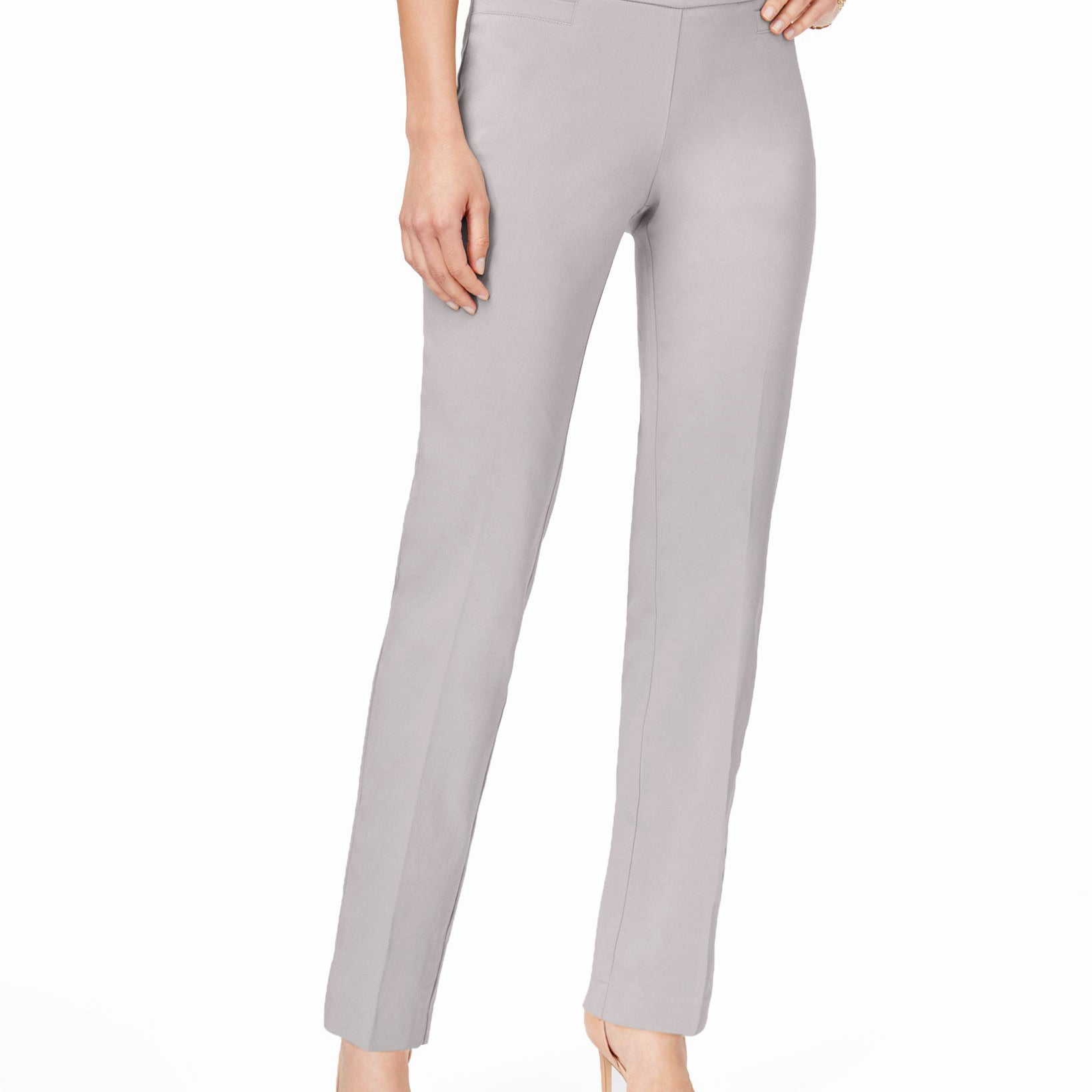 JM Collection Women Pull On Tummy Control Slim Leg Pants Lunar Grey