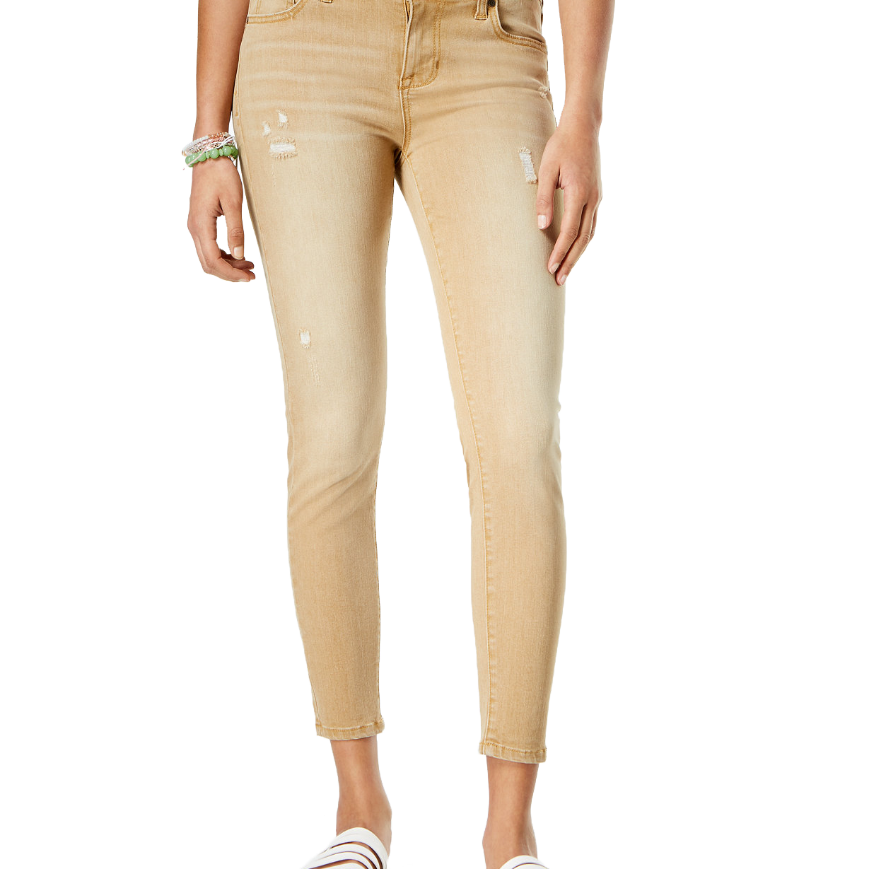Celebrity Pink Women Colored Distressed Skinny Jeans Sunday Mustard