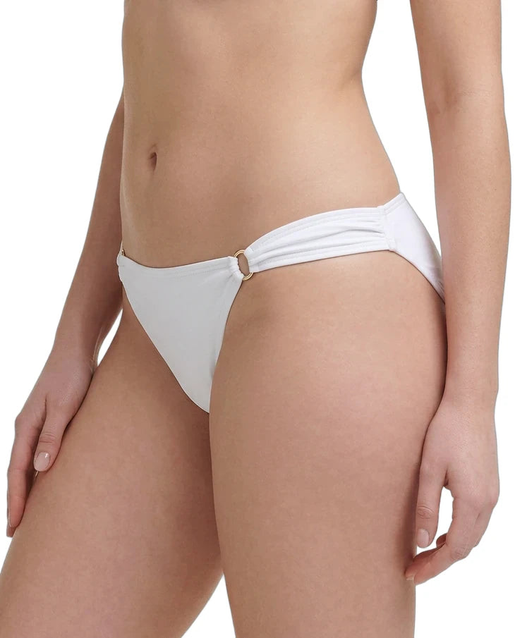 woman wearing Calvin Klein bikini bottoms on a white background