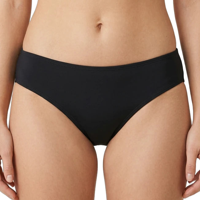 black calvin klein bikini bottom worn by a person on a white background