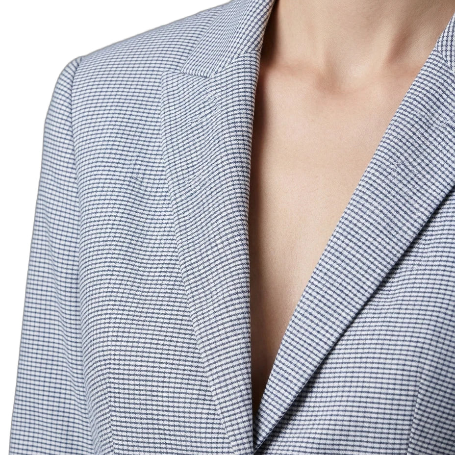 close up on a grey Calvin Klein blazer