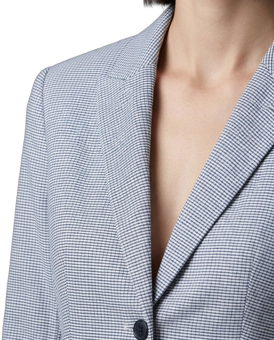 close up on a grey Calvin Klein blazer