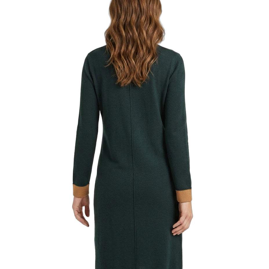 Women wearing a Calvin Klein green Open-Front Long Cardigan with a white background seen from the back